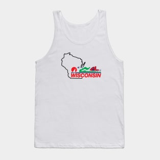 Wisconsin License Plate Wi Outline Black Tank Top